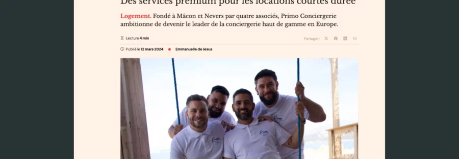Capture de l'article réalisé dans le journal du Palais en faveur de Primo Conciergerie